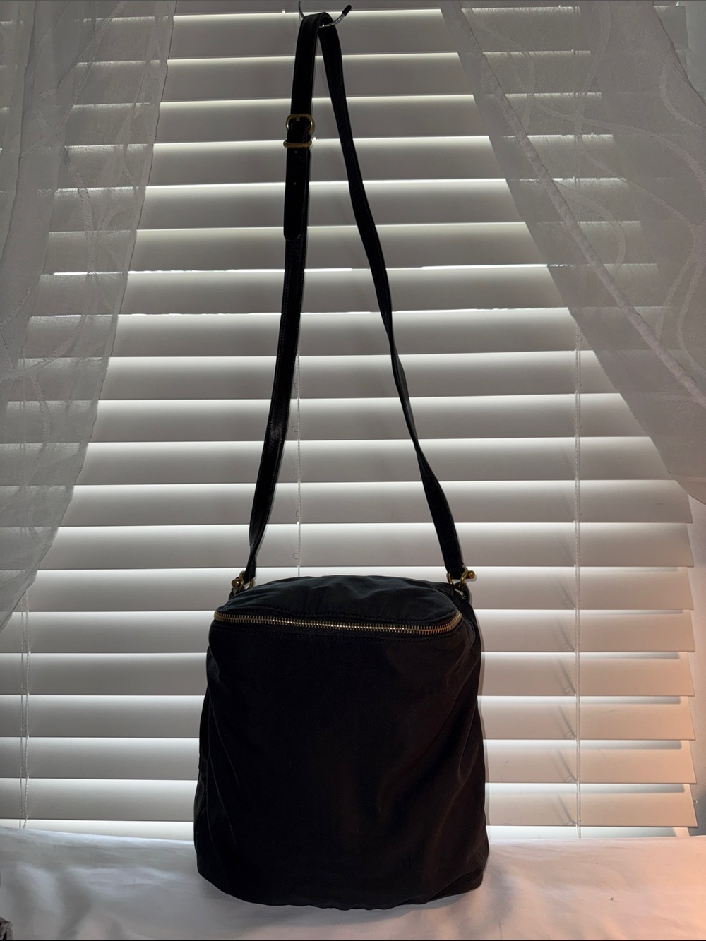 Vintage Johnny Farah Black Crossbody Nylon and Leather